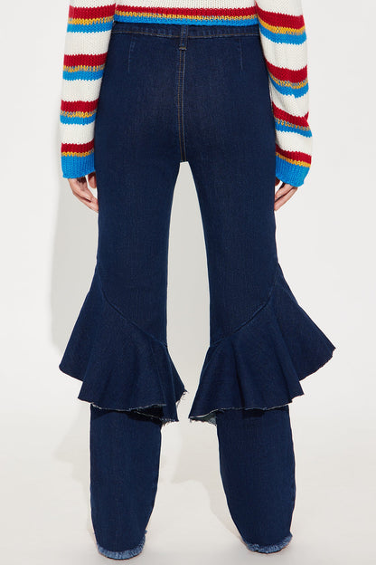 Mini Sway All Night Ruffle Flare Jeans - Dark Wash