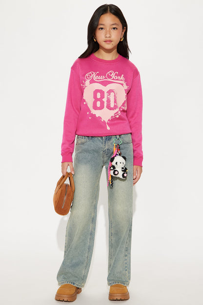 Mini New York 80 Crew Neck Sweatshirt - Hot Pink