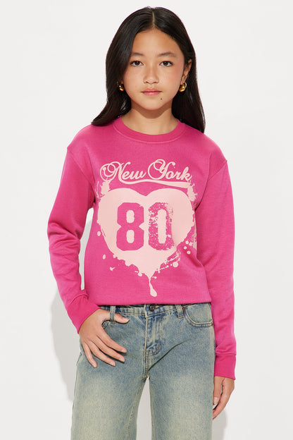 Mini New York 80 Crew Neck Sweatshirt - Hot Pink