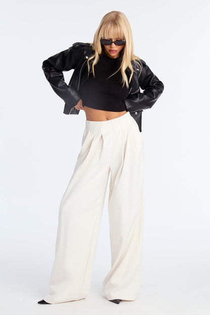 Nicole Wide Leg Trouser Pant 33 - Ivory