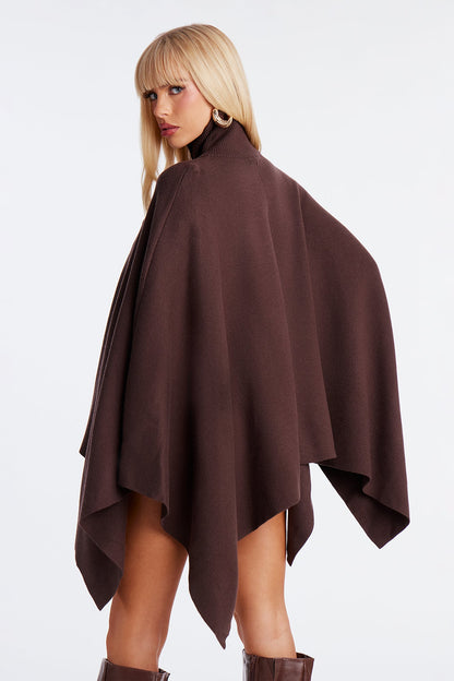 Weekend Rebel Sweater Cape Short Set - Chocolate