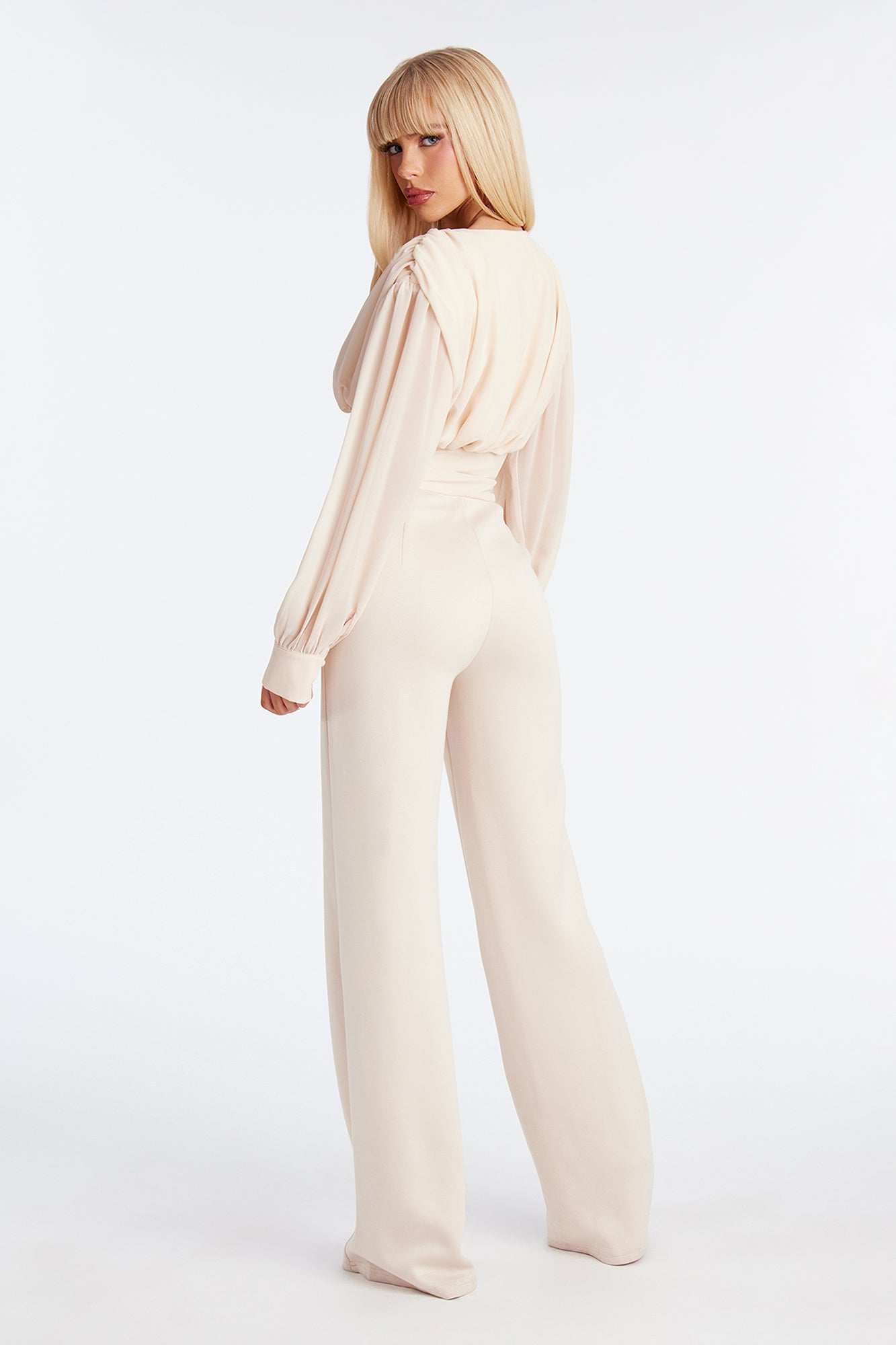 Wanderer Chiffon Wide Leg Jumpsuit - Cream