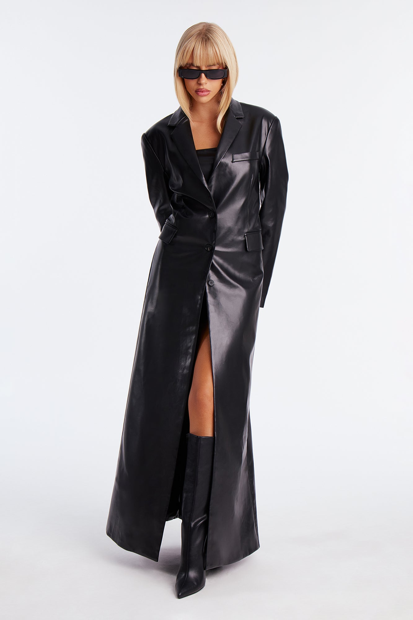 Move To The Rhythm Faux Leather Jacket And Romper - Black