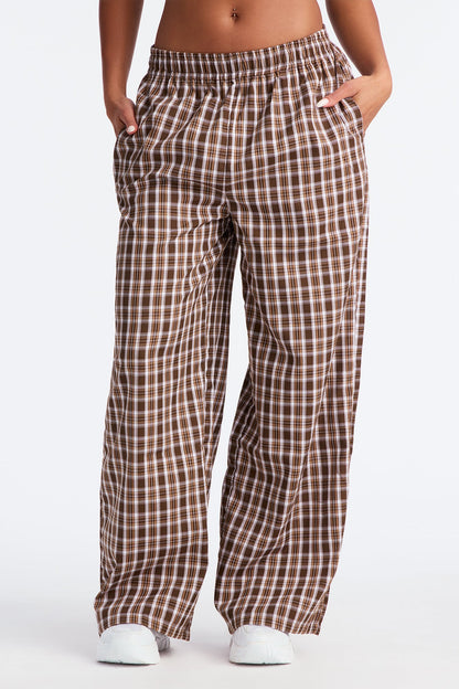 Jump Start Plaid Boxer Pant - Brown/combo