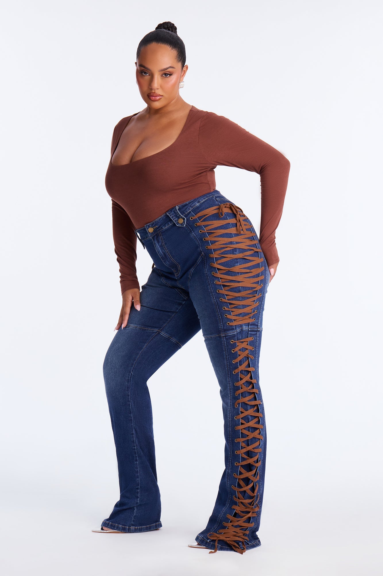 Tall Jaw Dropper Stretch Lace Up Bootcut Jeans - Dark Wash