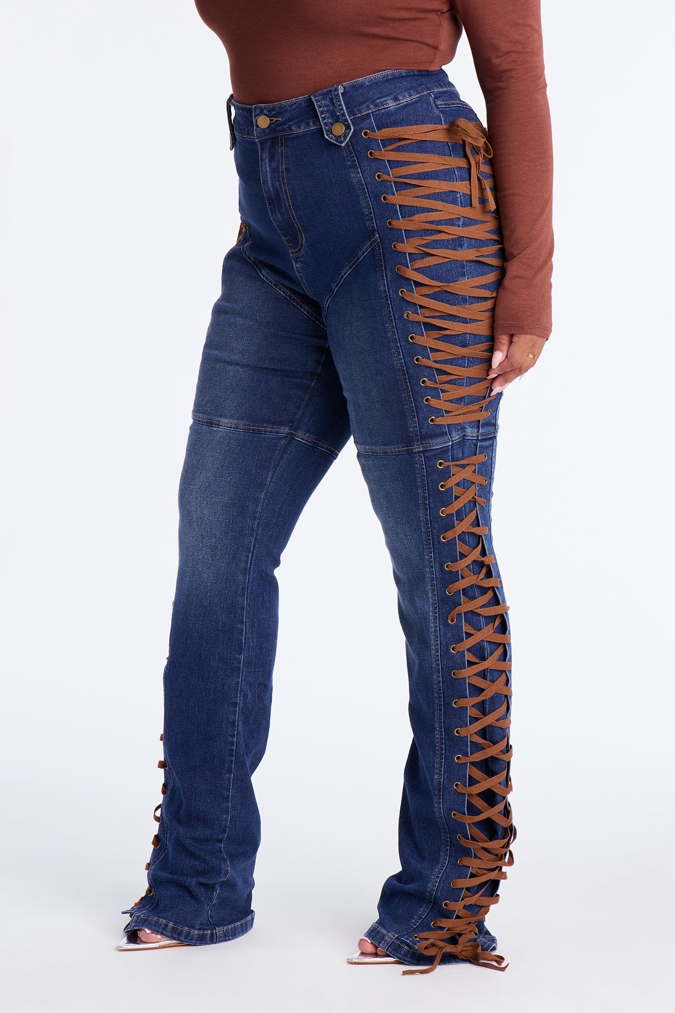 Tall Jaw Dropper Stretch Lace Up Bootcut Jeans - Dark Wash