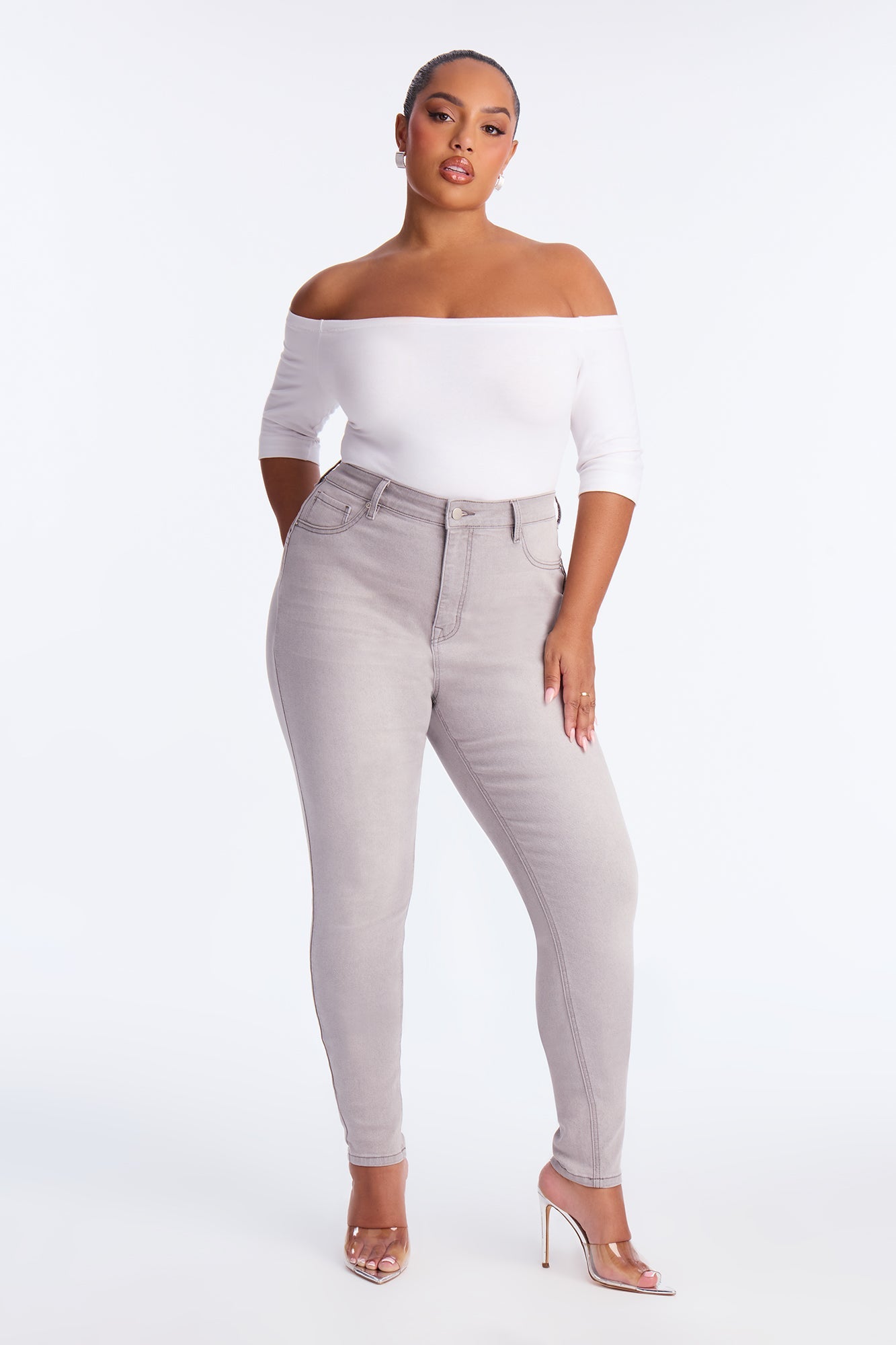 Tall Madrid Booty Lifting High Rise Stretch Skinny Jeans - Grey