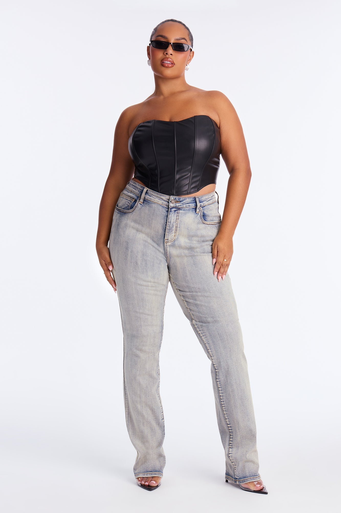 Tall Set The Scene Stretch Stacked Straight Leg Jeans - Vintage Wash