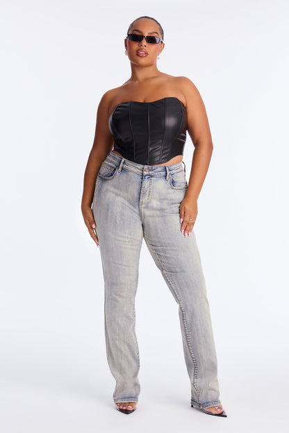 Tall Set The Scene Stretch Stacked Straight Leg Jeans - Vintage Wash
