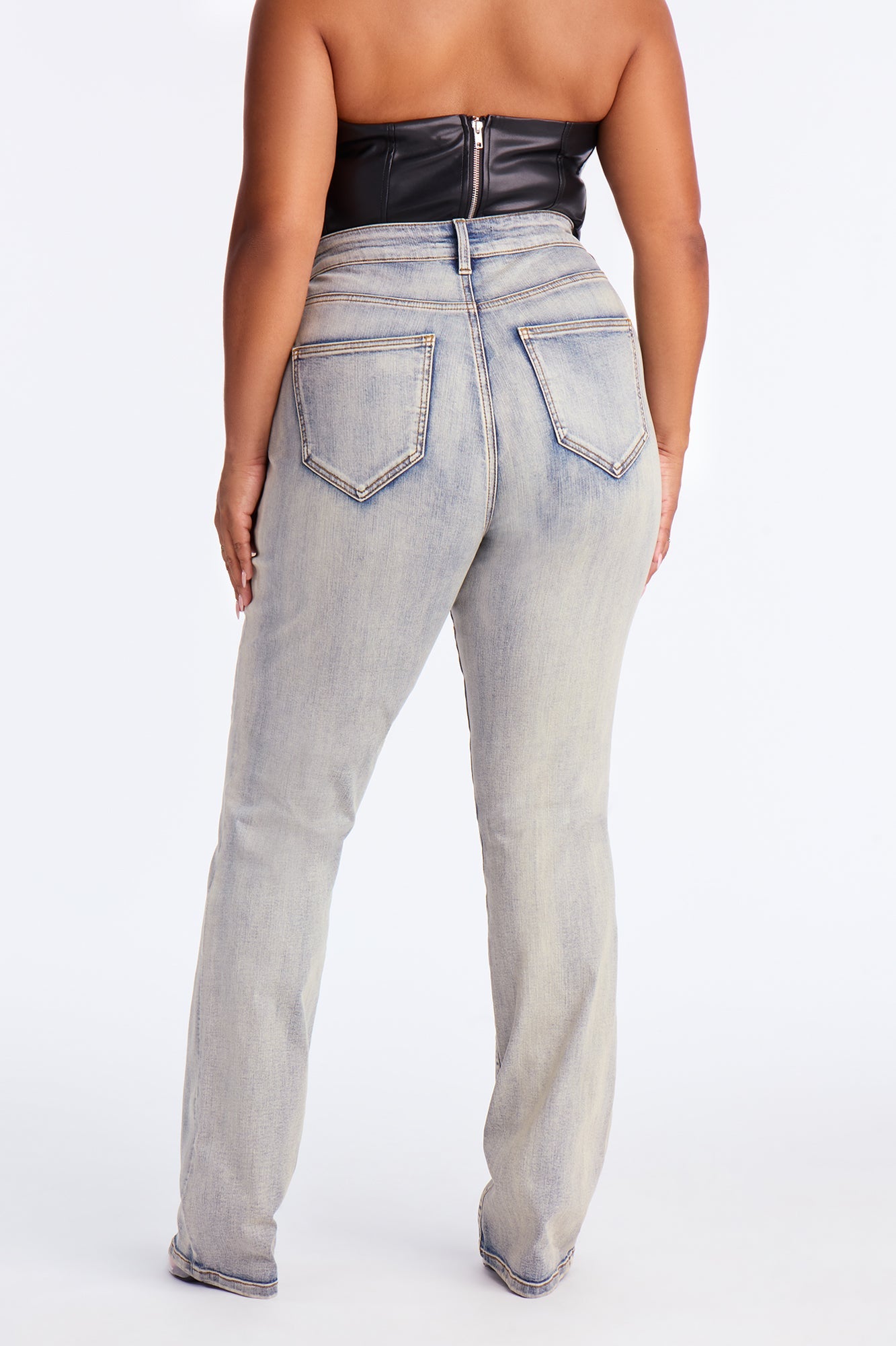 Tall Set The Scene Stretch Stacked Straight Leg Jeans - Vintage Wash