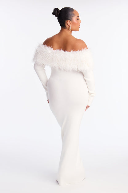 By The Fireside Sweater Maxi Dress - White