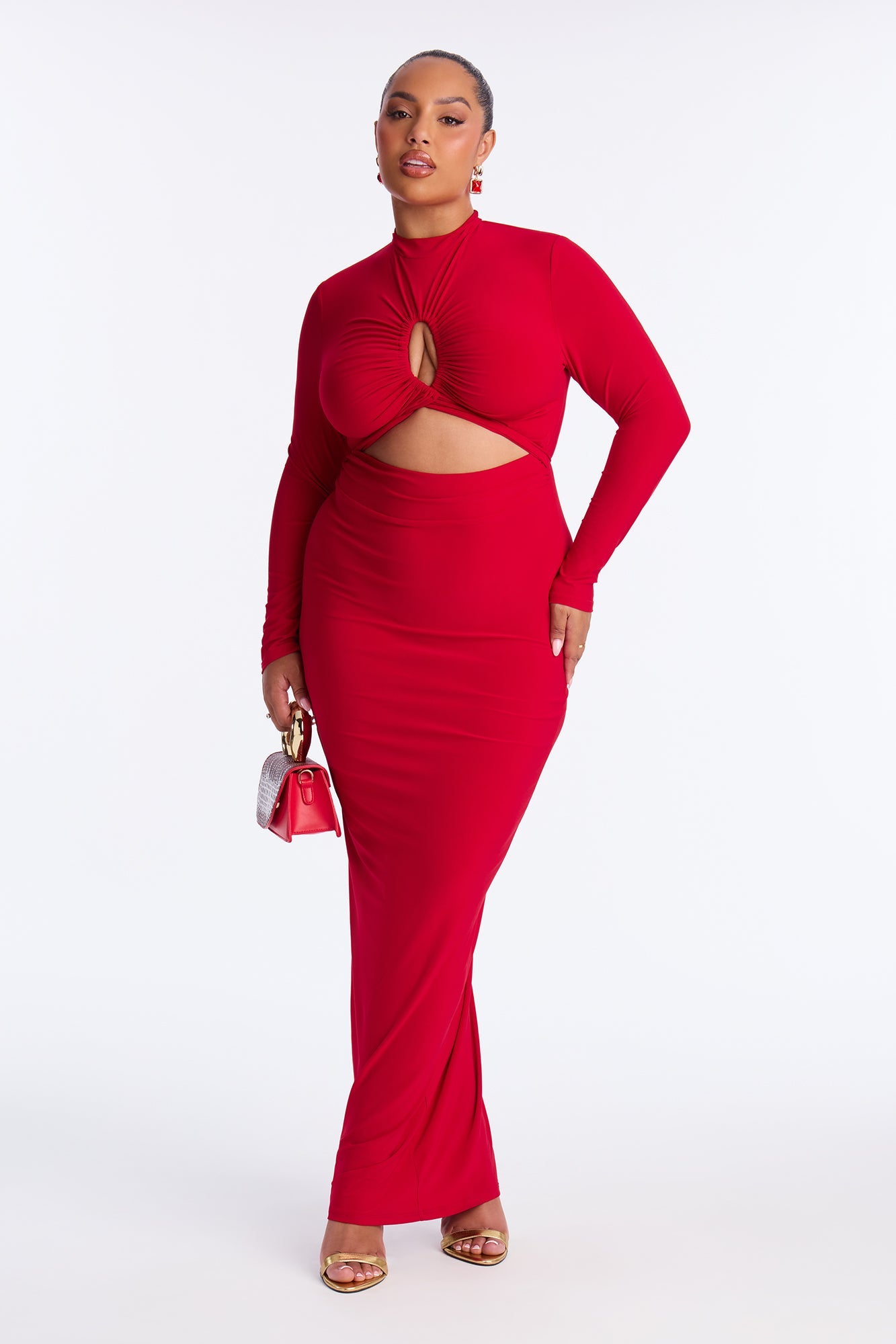 Body Language Cut Out Maxi Dress - DarkRed