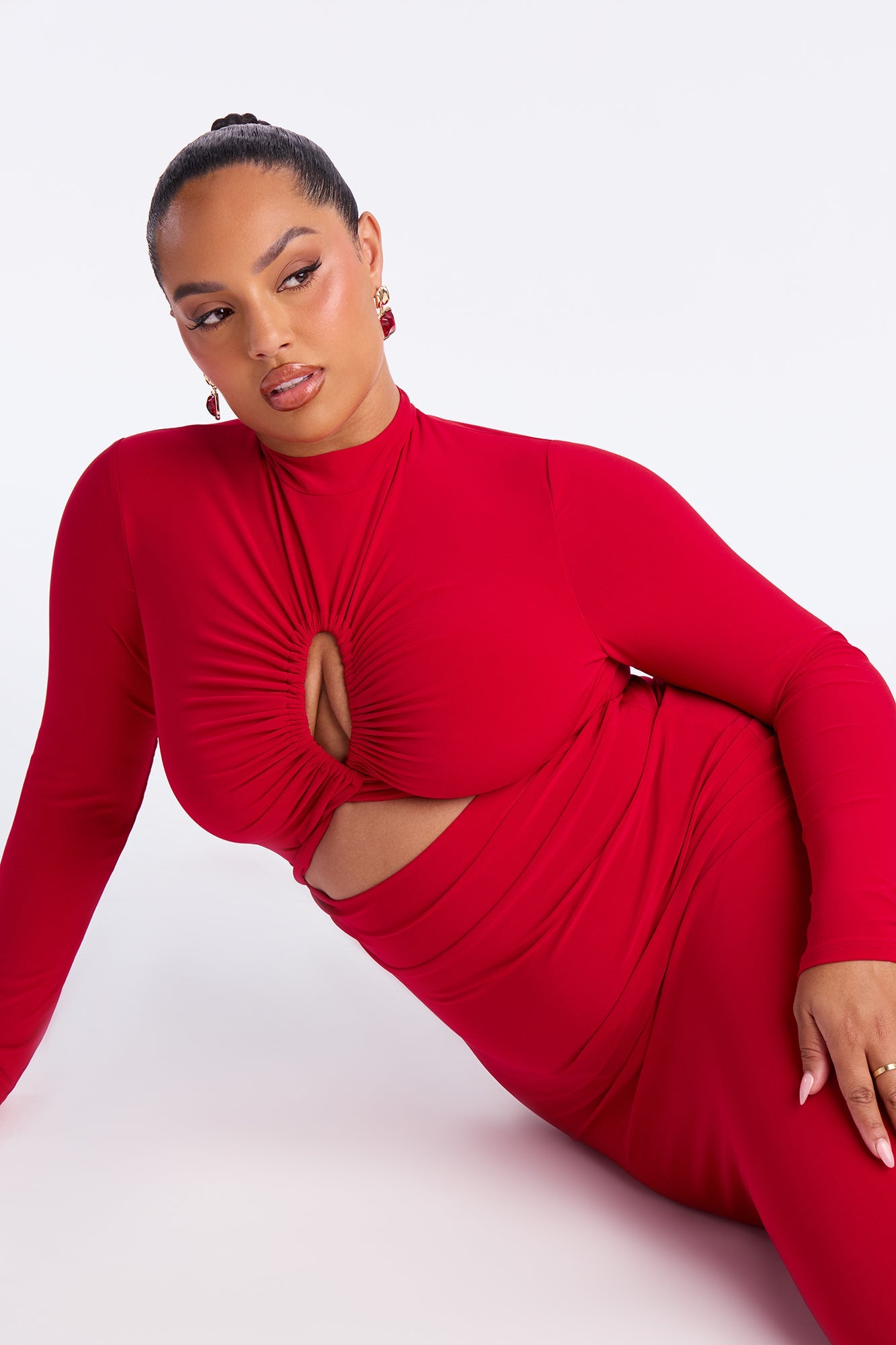 Body Language Cut Out Maxi Dress - DarkRed