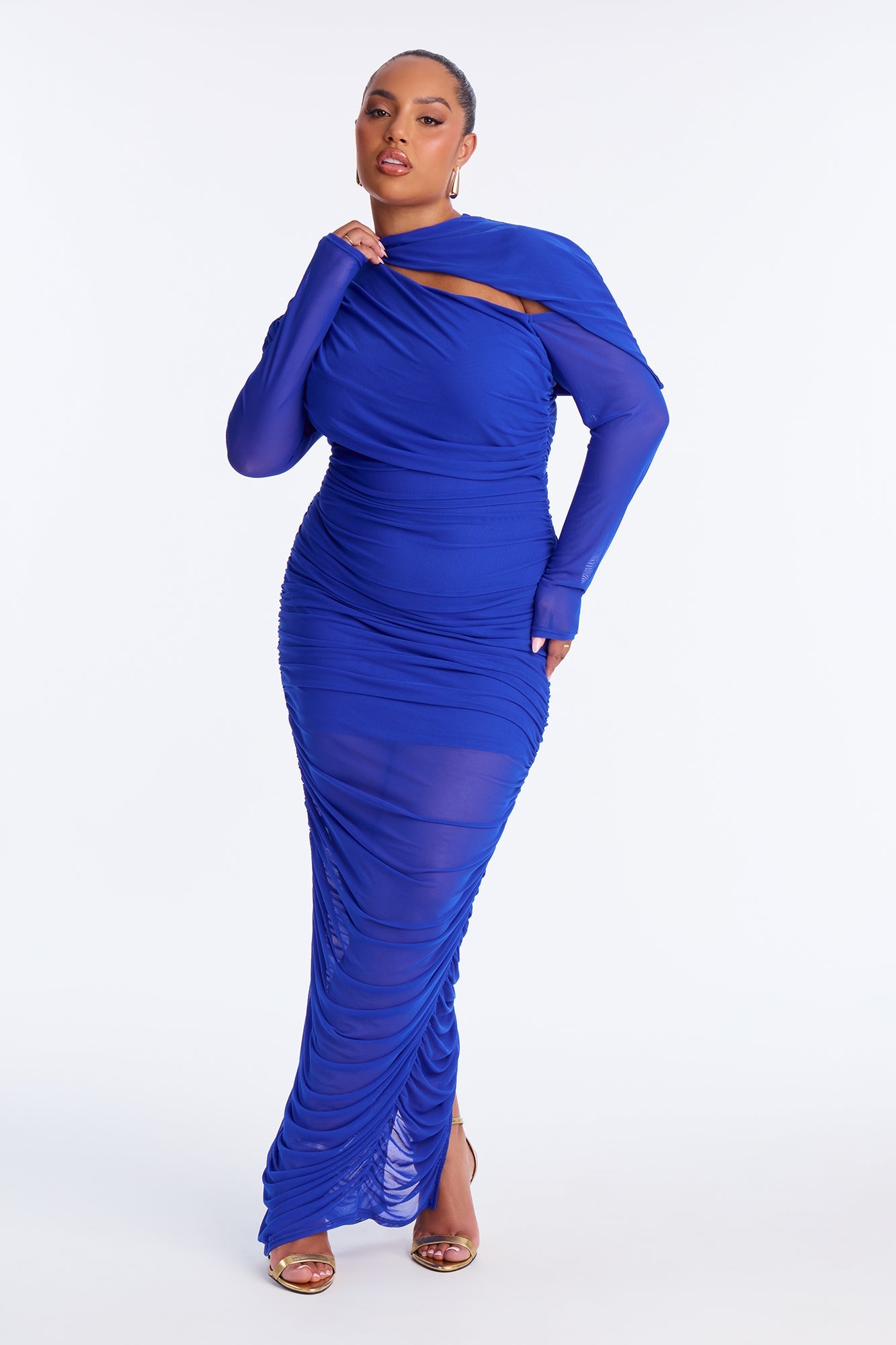 Tongue Tied Ruched Maxi Dress - Royal
