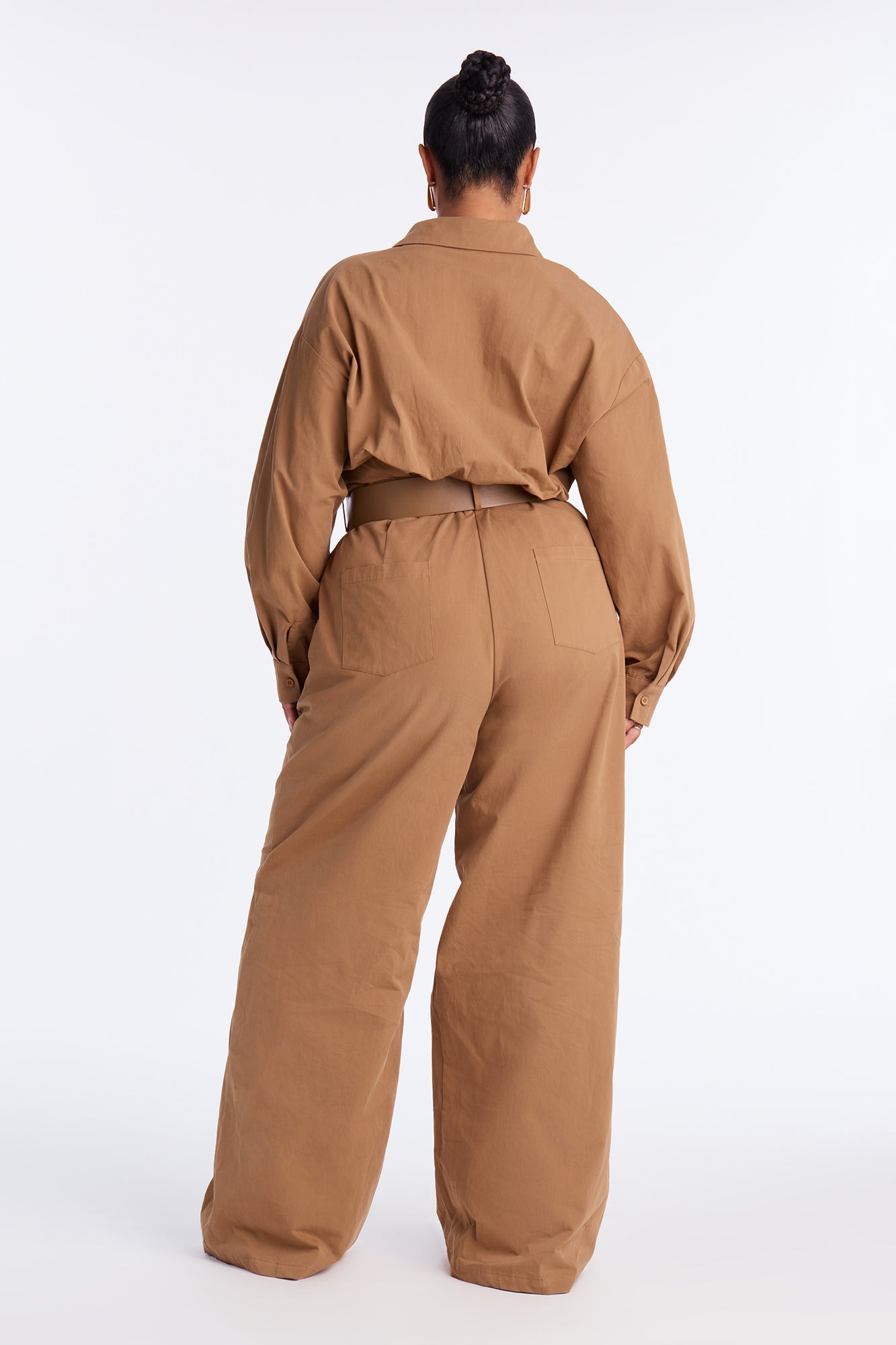 Antionette Belted Wide Leg Jumpsuit - Khaki