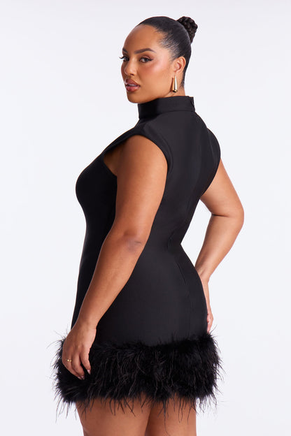 Kathleen Bandage Feather Micro Mini Dress - Black
