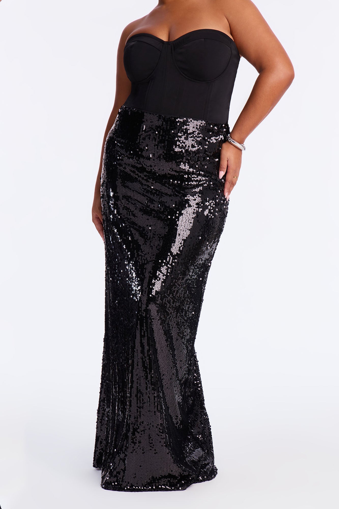 In The Spotlight Sequin Maxi Skirt - Black