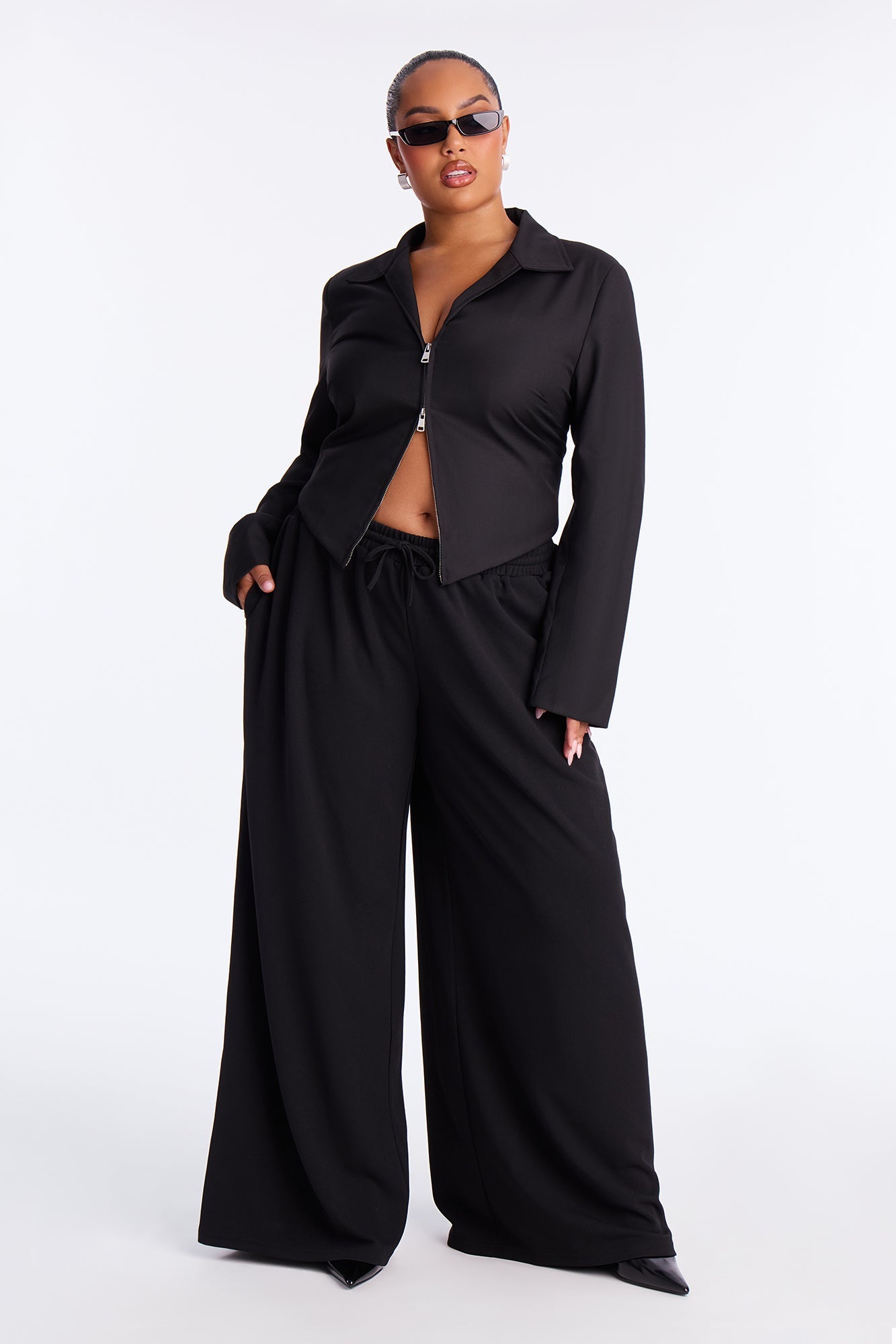 Undecided Path Crepe Woven Wide Leg Pant 33 - Black