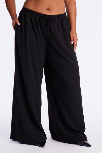 Undecided Path Crepe Woven Wide Leg Pant 33 - Black