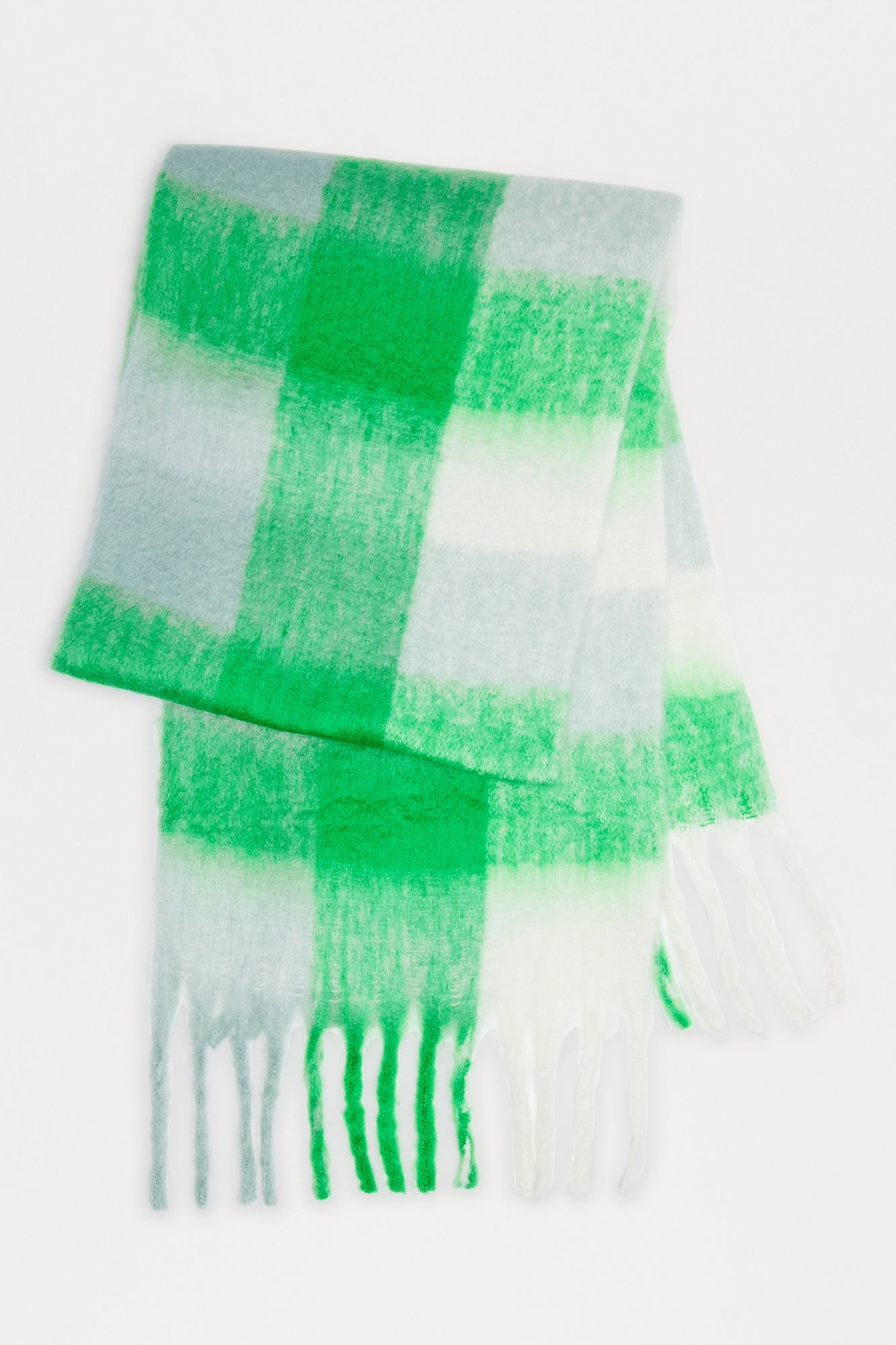 Mountaineer Plaid Wool Like Oversized Scarf - Green/combo