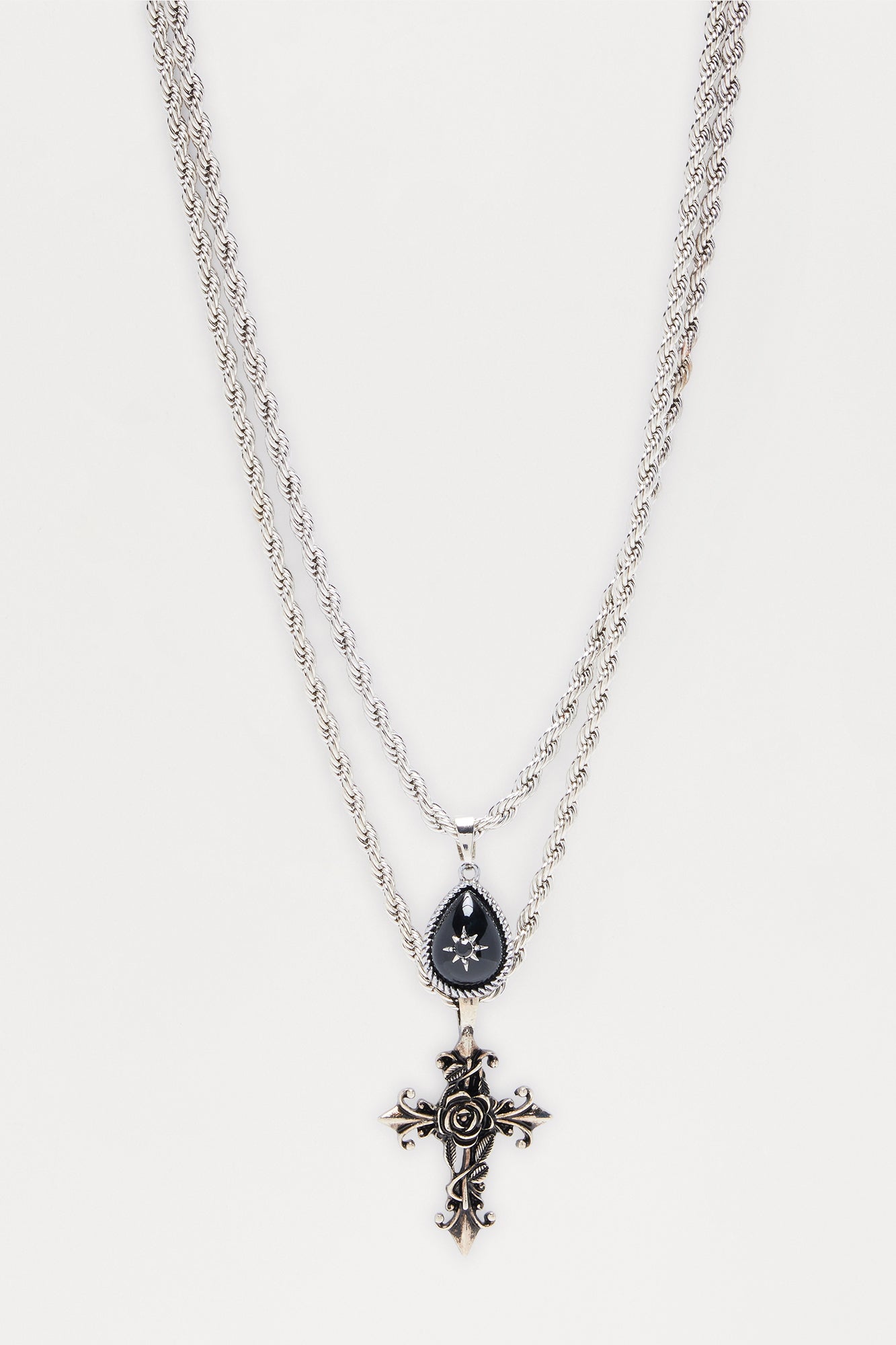 Hit The Stage Pendant Necklace Set - Silver