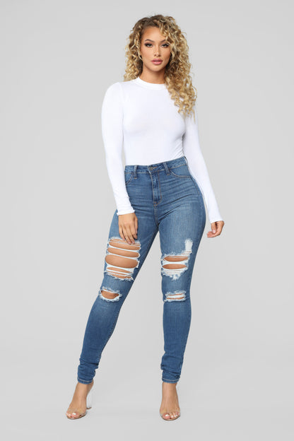Melanie Mock Neck Bodysuit - White