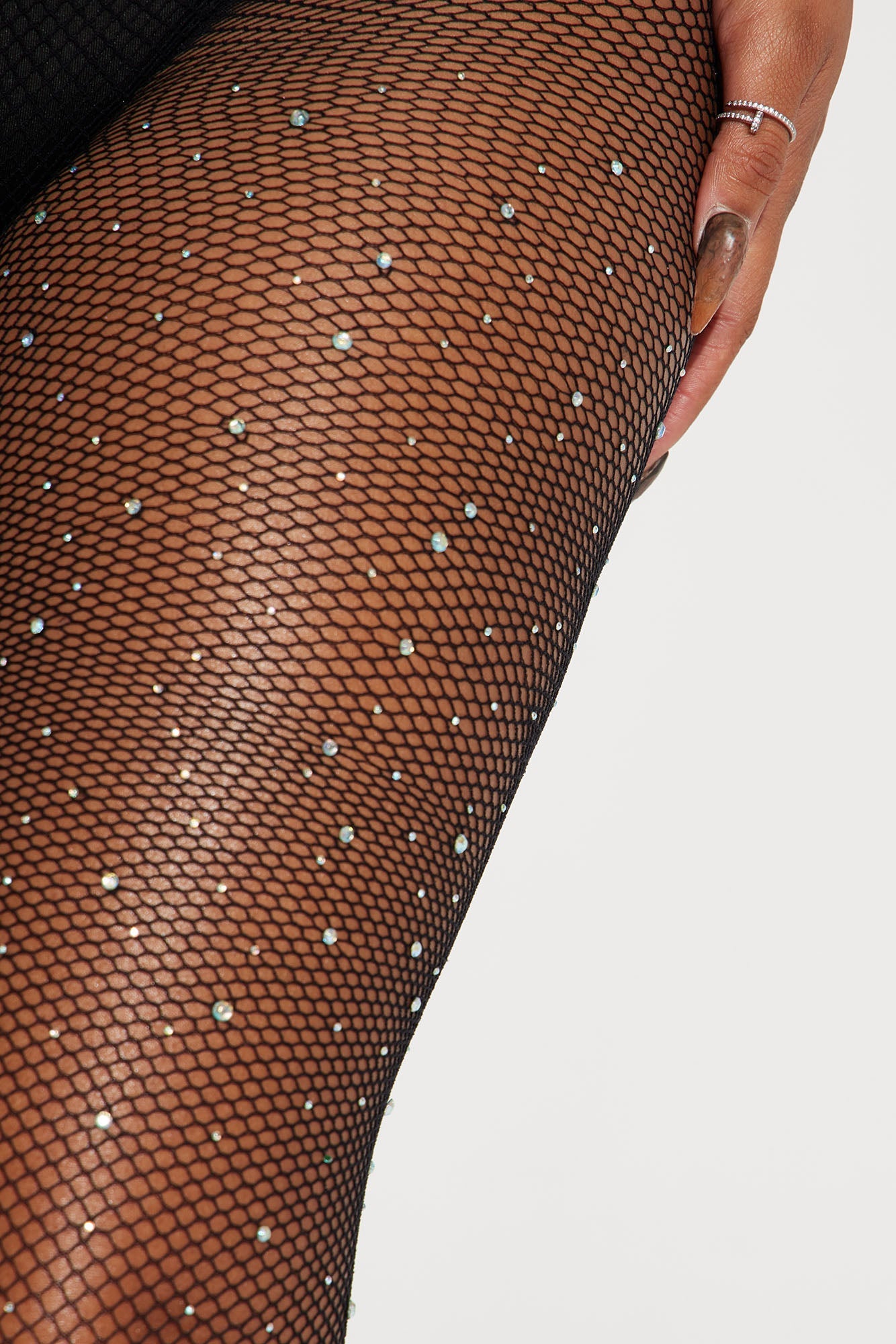 Vegas Showgirl Rhinestone Fishnets - Black
