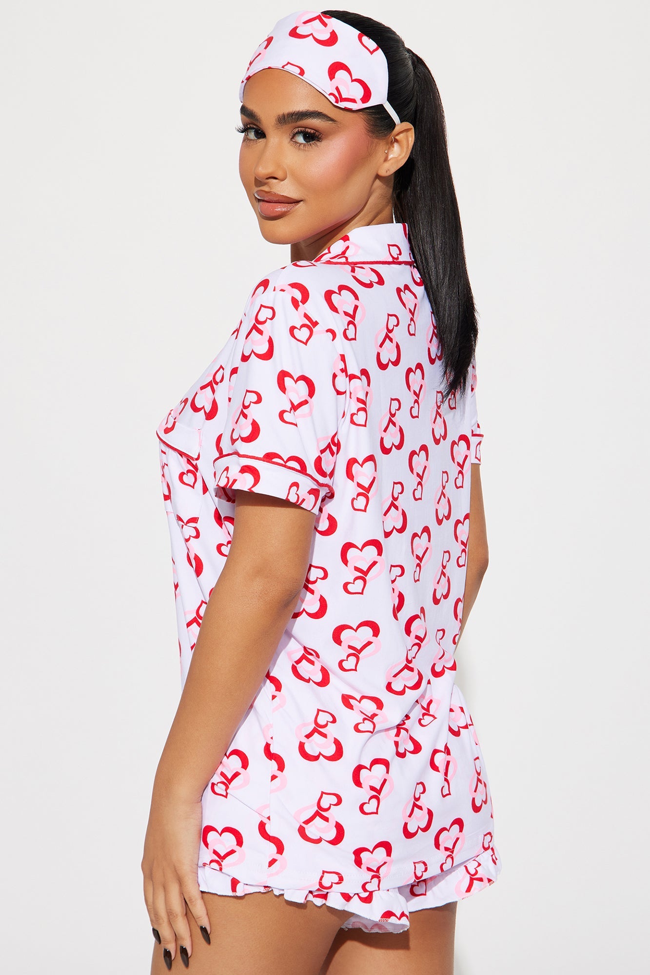 Love This Bed 3 Piece PJ Short Set - Red/White