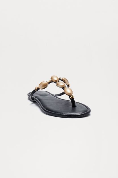 Fiji Beaded Sandals - Black