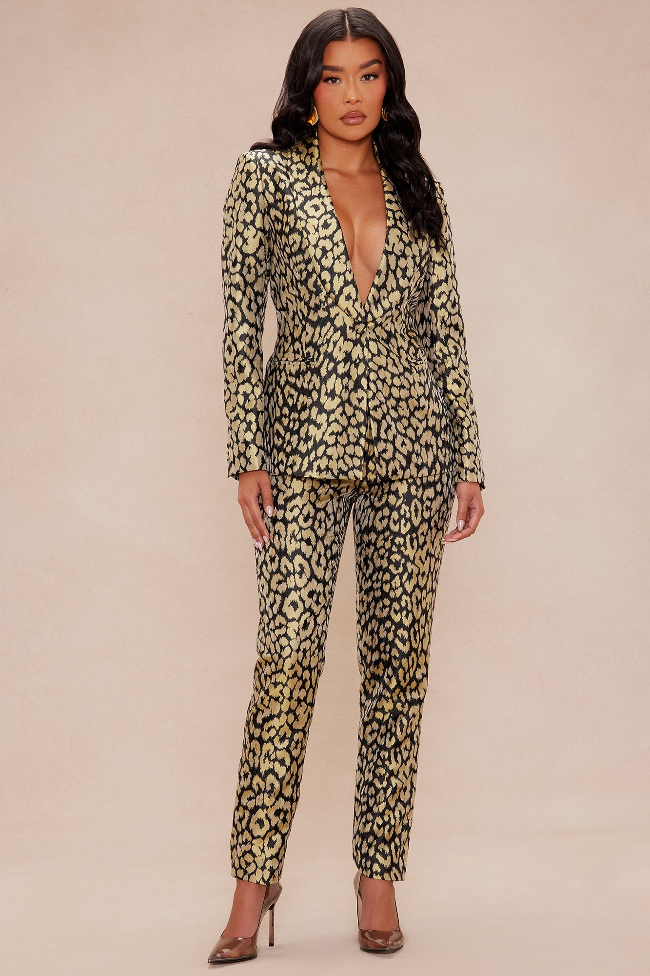 Stepping Out Leopard Suit Set - Chartreuse