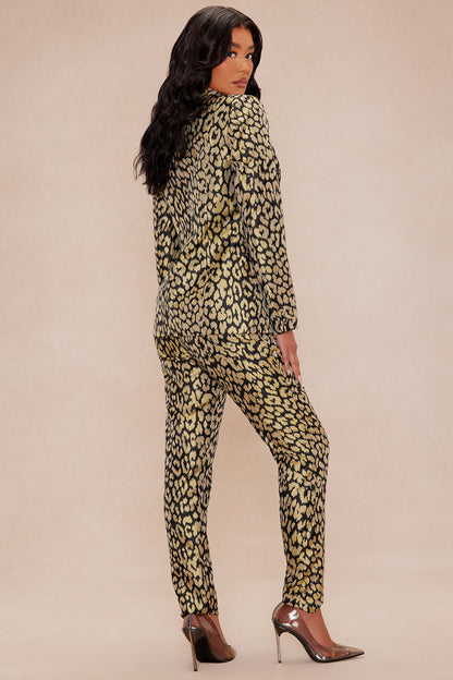Stepping Out Leopard Suit Set - Chartreuse