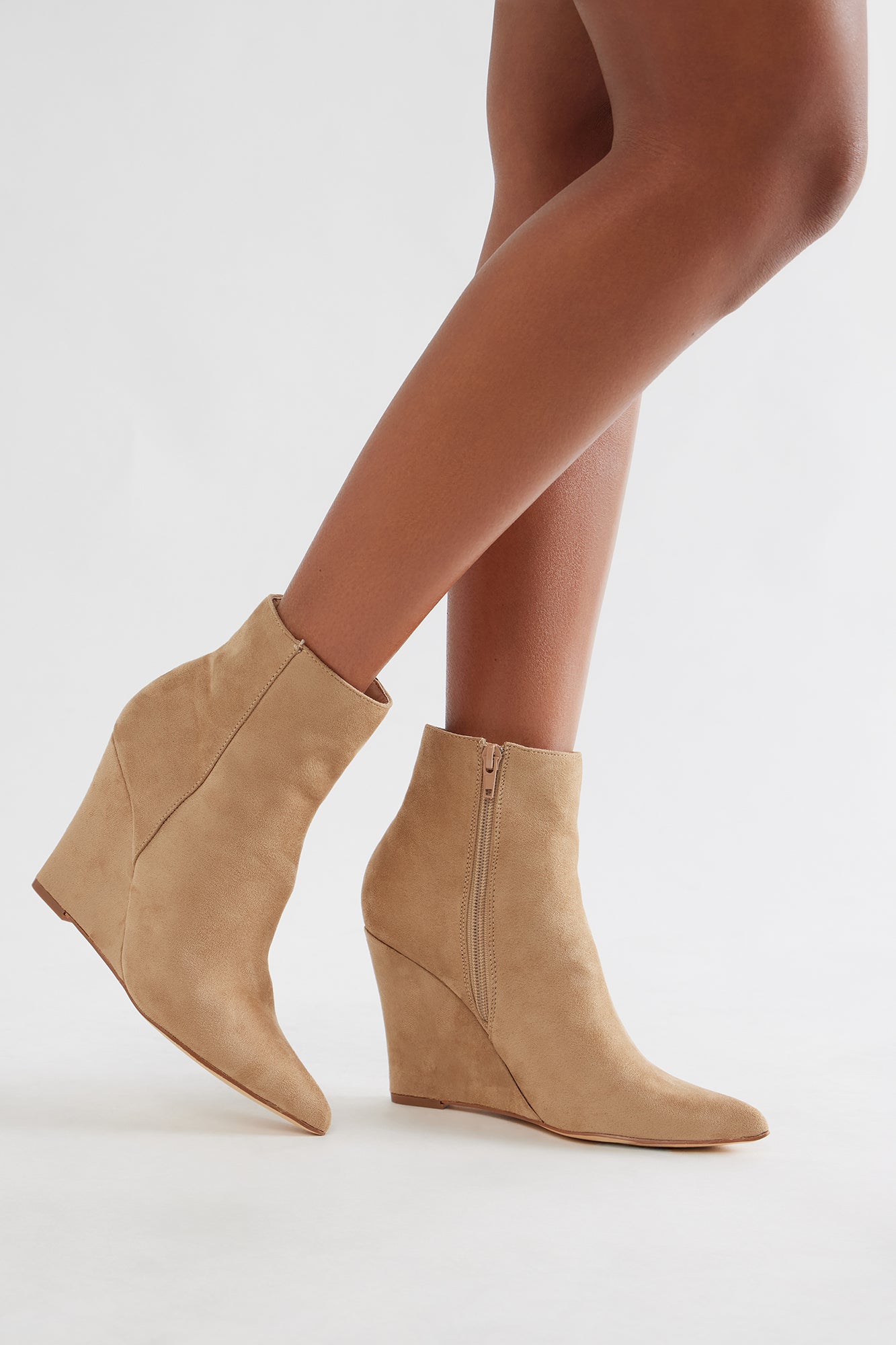 Bonnie Wedge Booties - Nude