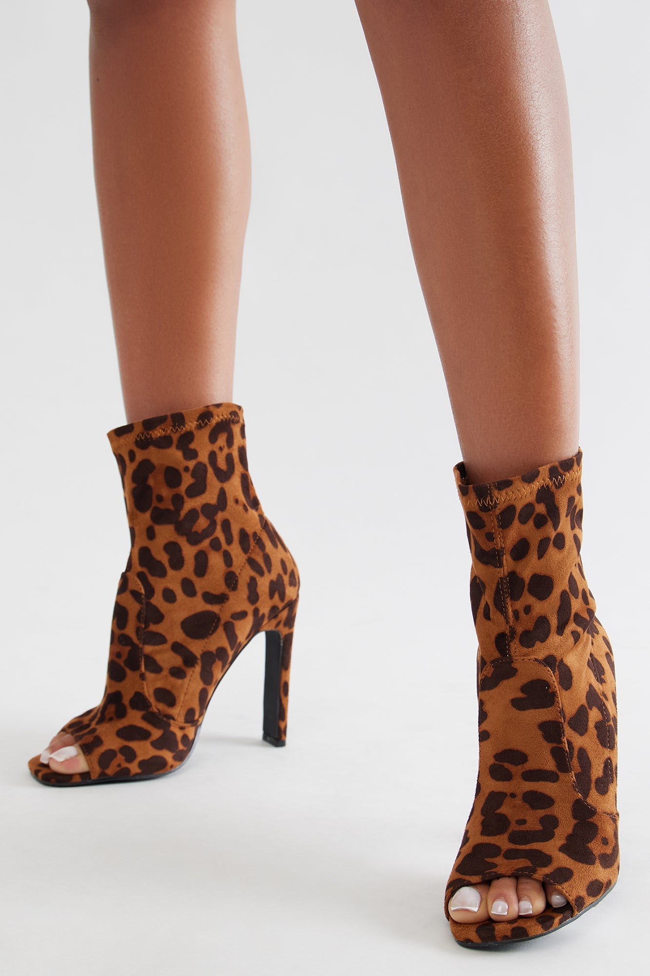 Jolyn Peep Toe Booties - Leopard
