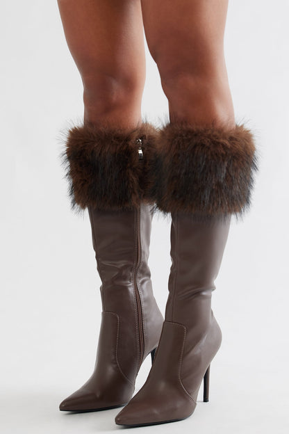 Manchester Faux Fur Trim Boots - Brown