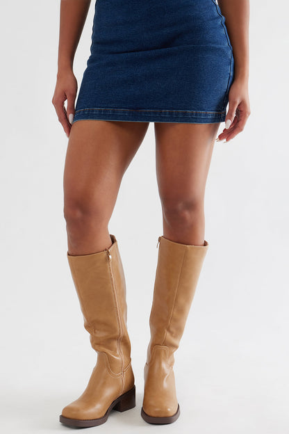 Ginger Faux Leather Boots - Camel