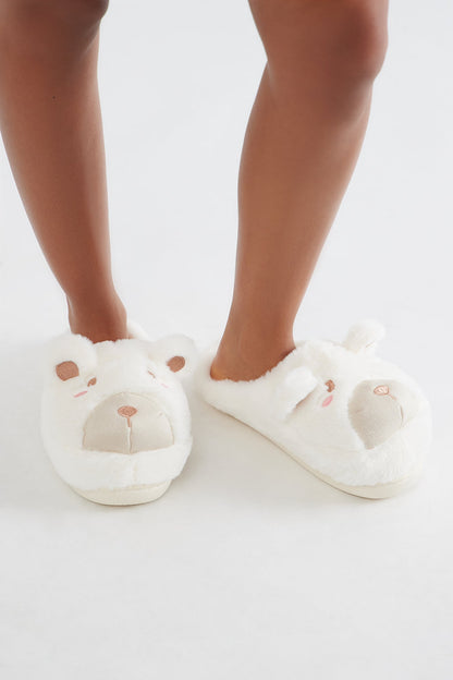 Buttercup Bear Slippers - Ivory