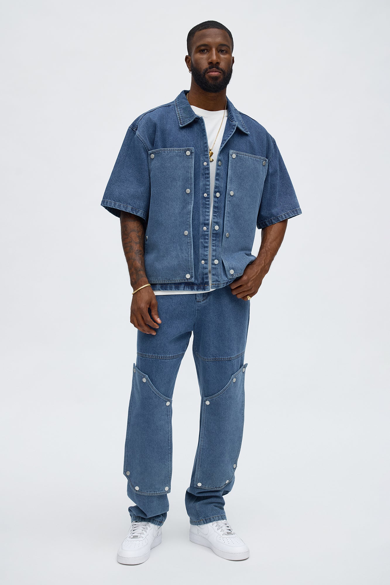 Straight Utility Snap Panel Jean - Dark Wash