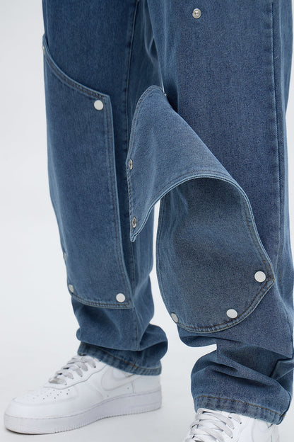Straight Utility Snap Panel Jean - Dark Wash