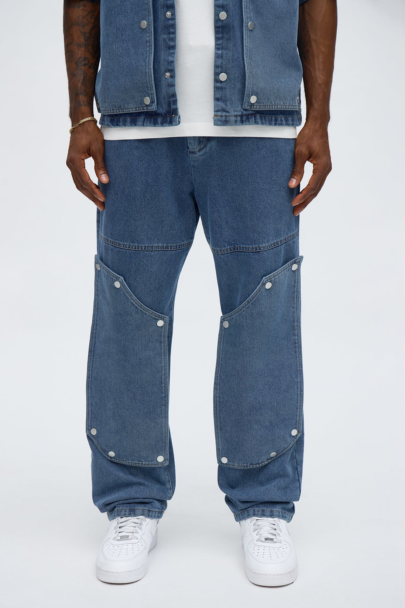 Straight Utility Snap Panel Jean - Dark Wash