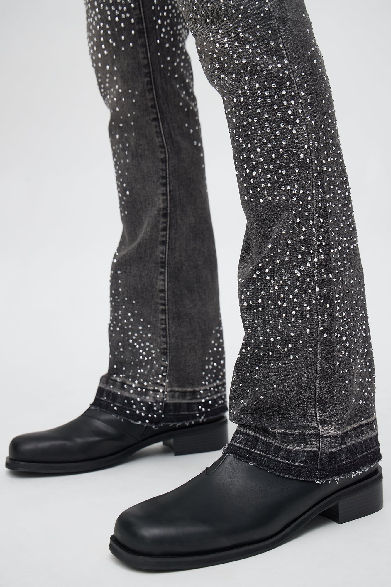 Stacked Skinny Flare Got That Razz Jewel Jean - Black Wash
