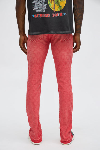 Stacked Slim Flare We WIldin In Bling Jean - Red