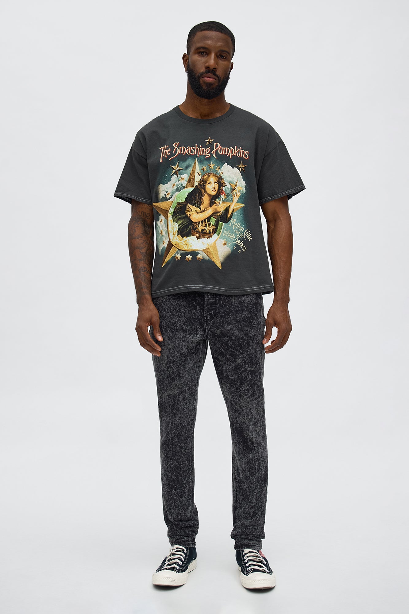 Stacked Skinny Acid Wash Jean - Acid Wash Black