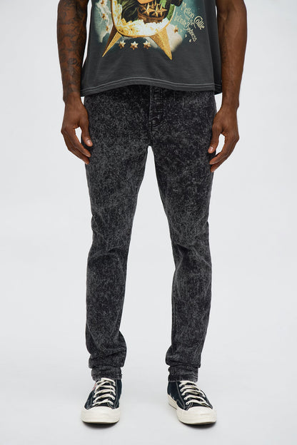 Stacked Skinny Acid Wash Jean - Acid Wash Black