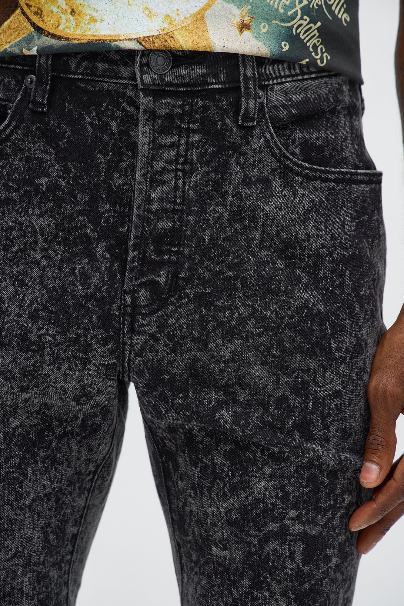 Stacked Skinny Acid Wash Jean - Acid Wash Black