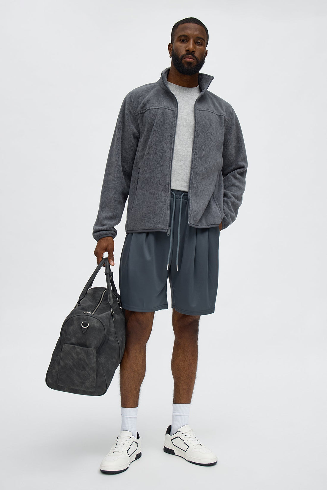 Easy Flow Pleated Short - Heather Grey