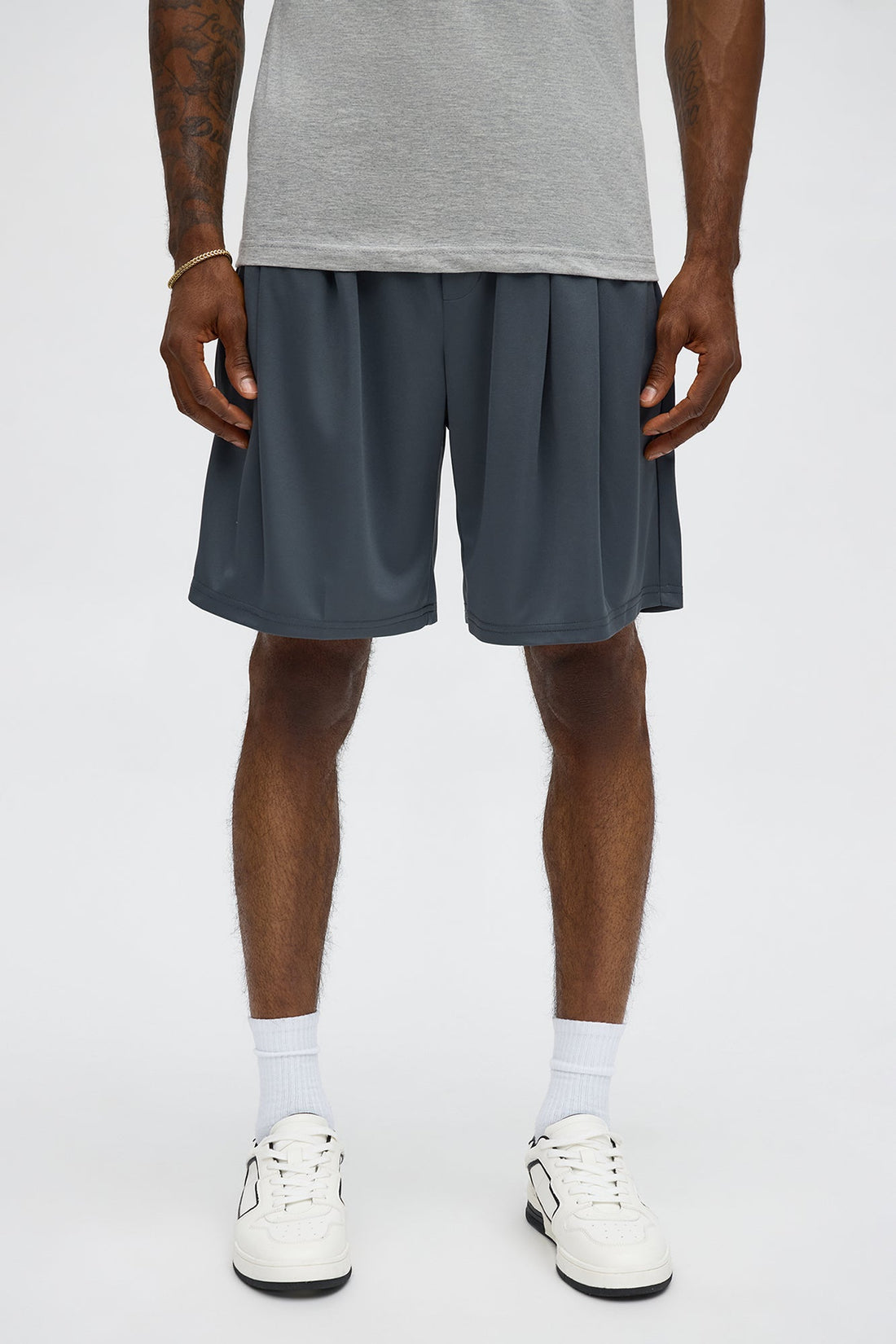 Easy Flow Pleated Short - Heather Grey