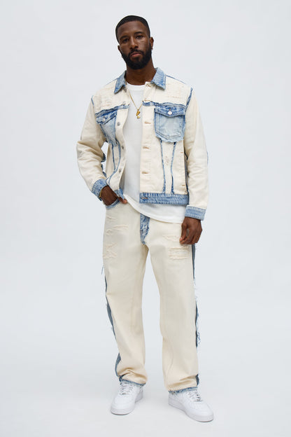Relaxed Straight Benji Frayed Jean - Off White/combo