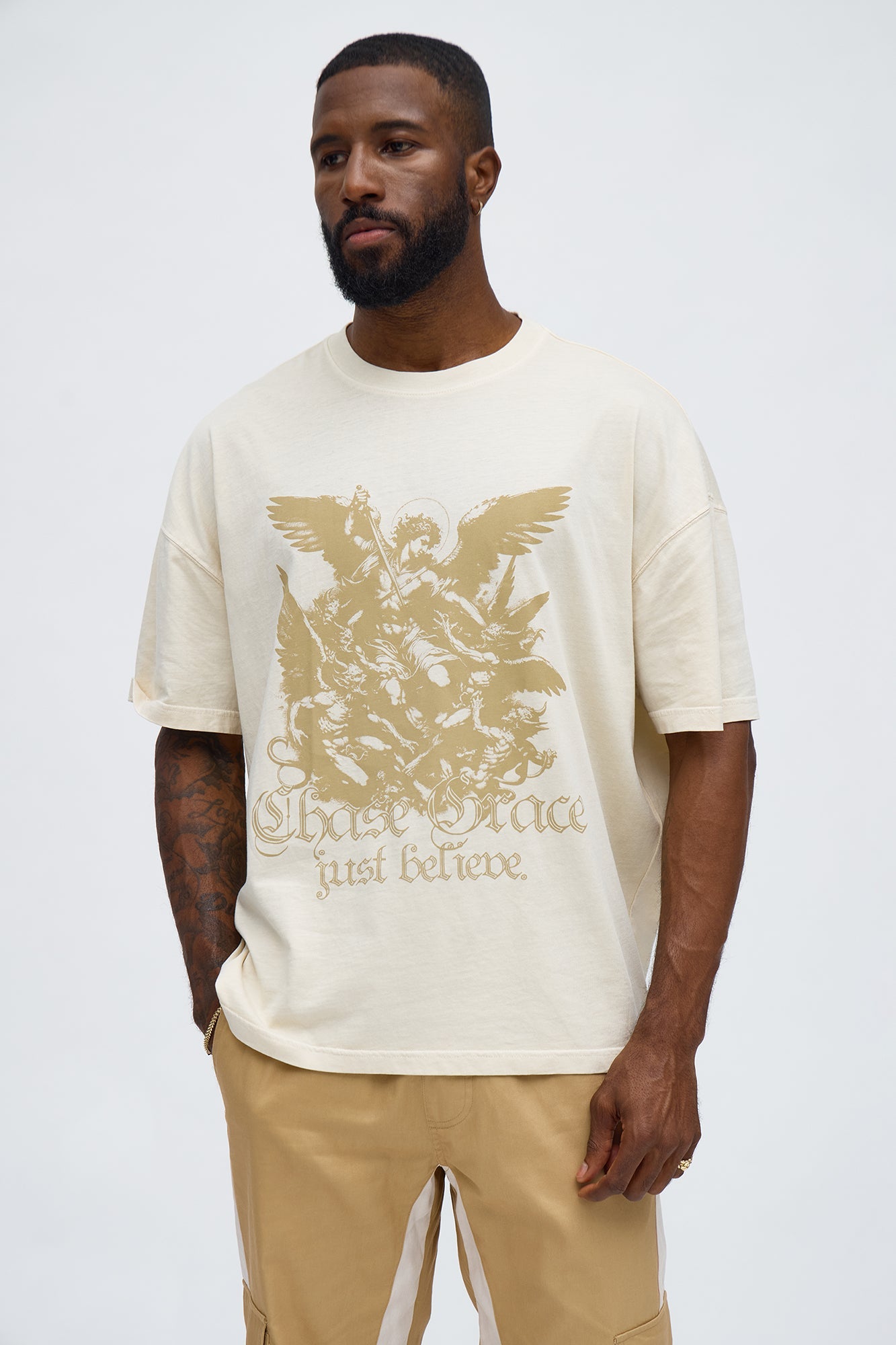 Chase Grace Short Sleeve Tee - Cream