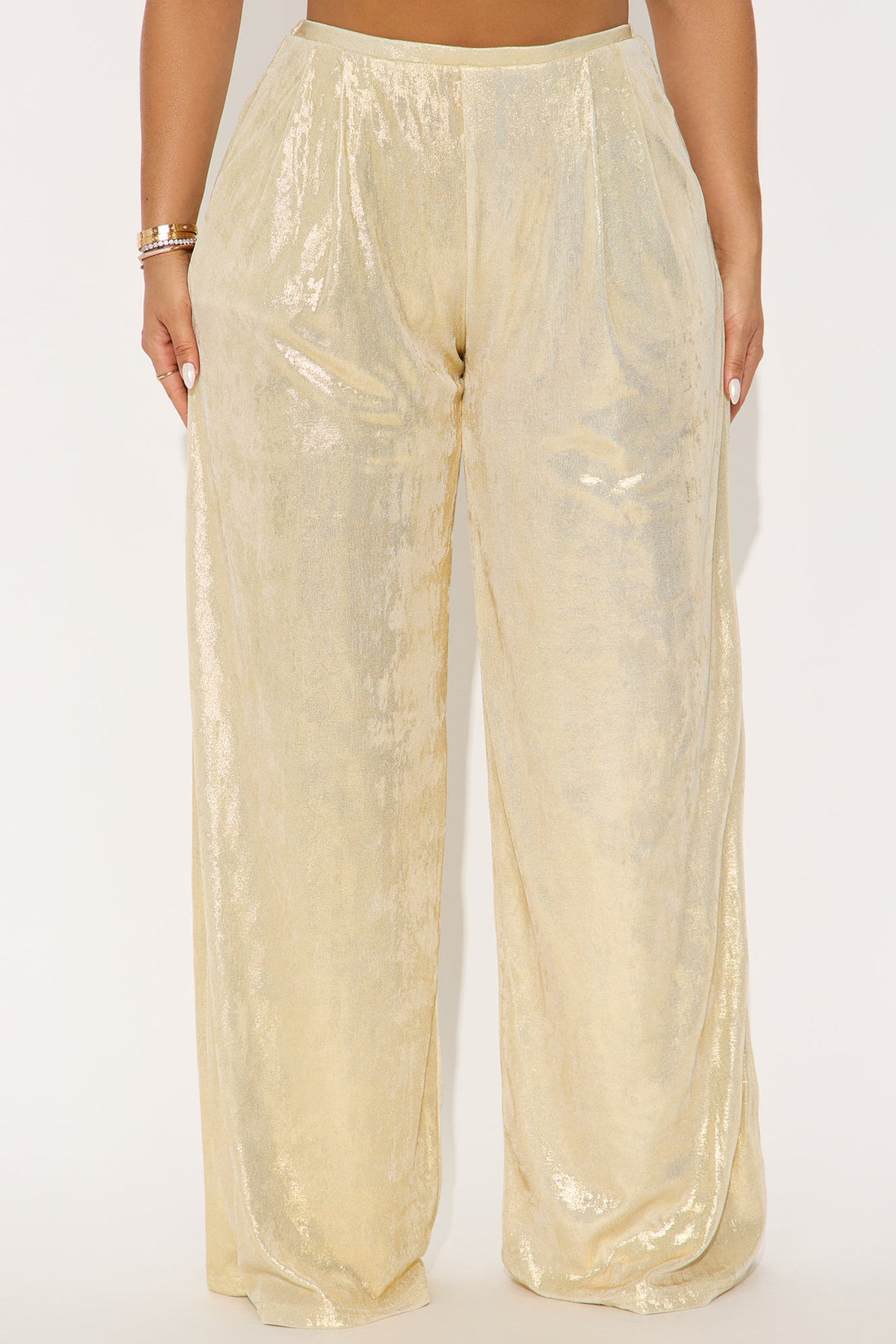 Luxe Aura Shimmer Wide Leg Pant 32″ - Gold