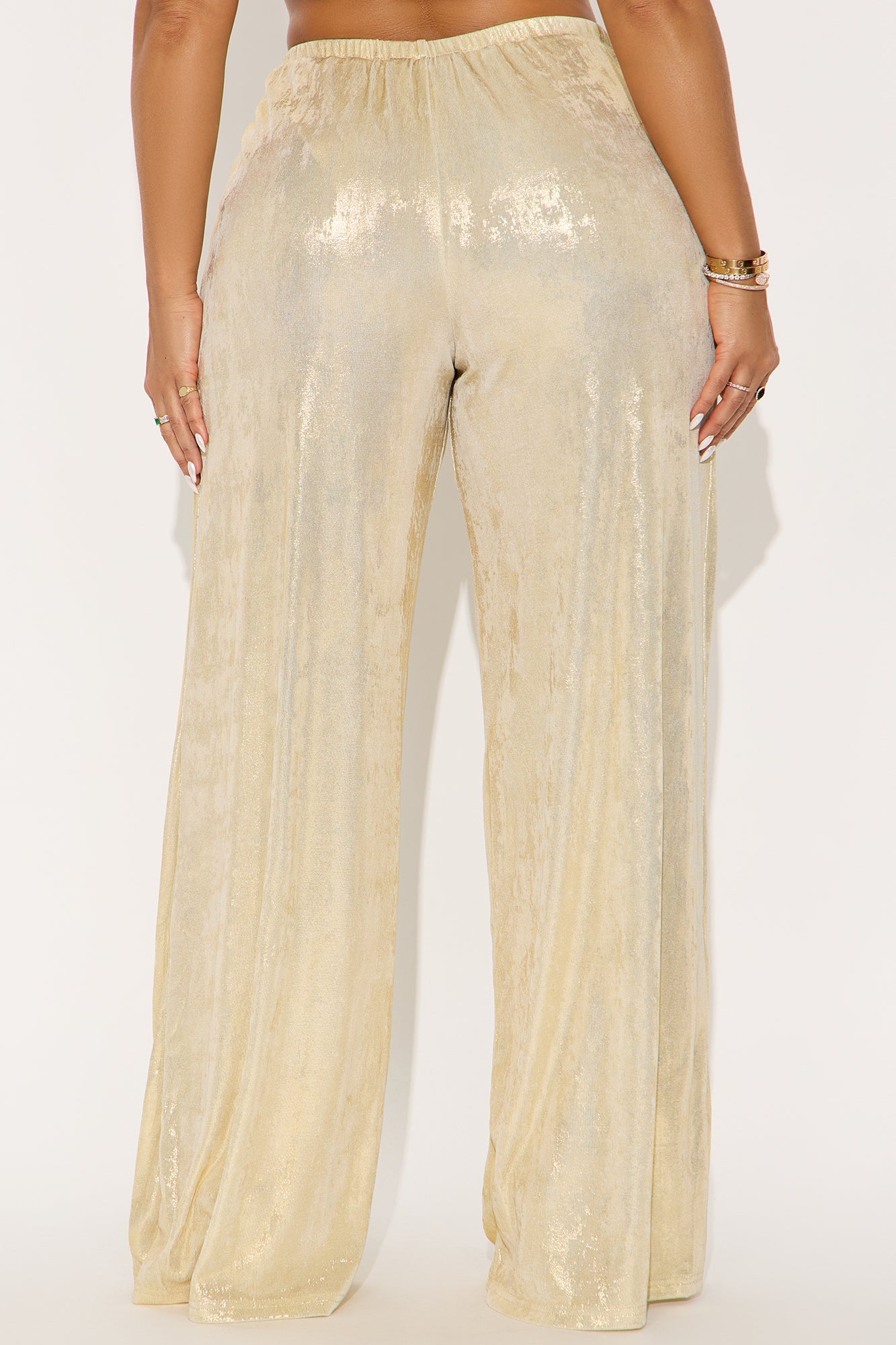 Luxe Aura Shimmer Wide Leg Pant 32″ - Gold